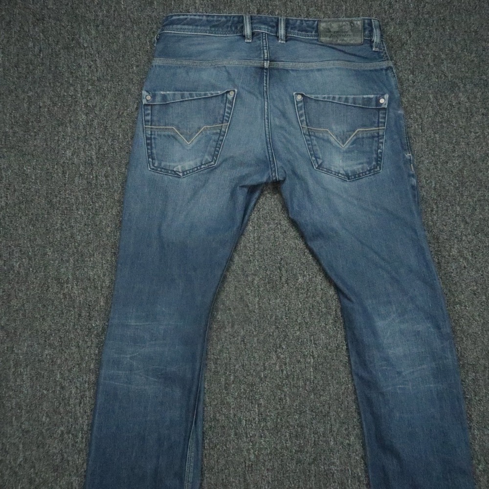 Diesel Jeans Mens 31x32 Blue Krooley Slim Carrot 5 Pocket Whiskered - Picture 5 of 13